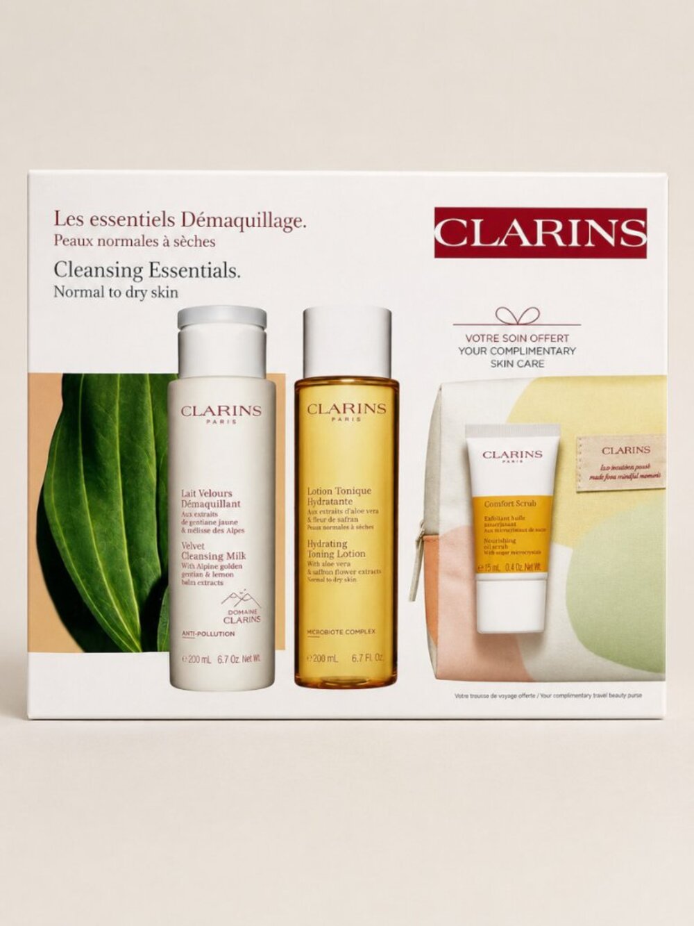 Clarins 3-Pc Cleansing Essentials Set + Travel Beauty Case New